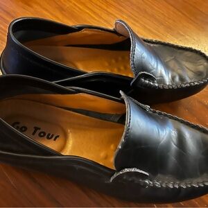 Men's Black Leather Slip-On Loafers